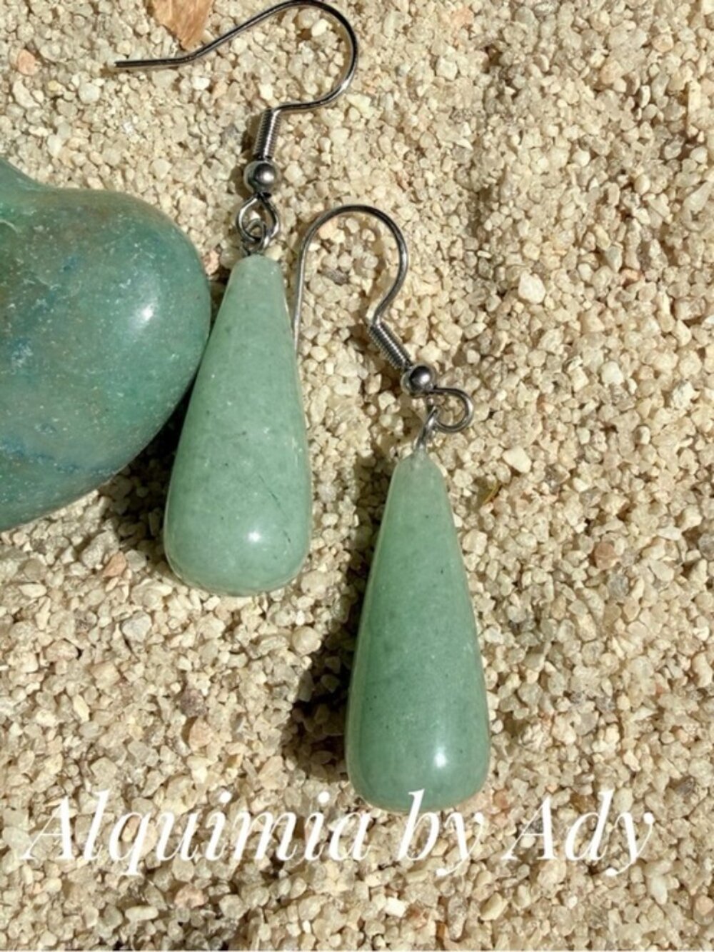 Boho + Aventurine light green pendulum statement earrings